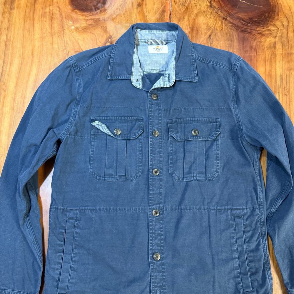 Marine Layer Patrick Canvas Overcoat Shirt Jacket Small Button Casual LL10 - Picture 2 of 5
